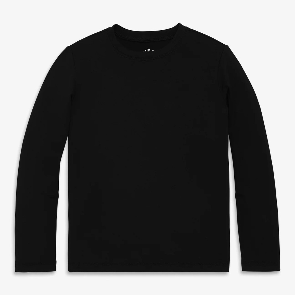 Primary kids long sleeve FlexLite tee, size 8-9, black